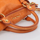 Miu Miu Hand Bag Leather 2way Orange Gold Auth 212750M-7