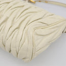 Miu Miu Matelasse Shoulder Bag Leather Beige Gold Auth 212751A-10