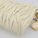 Miu Miu Matelasse Shoulder Bag Leather Beige Gold Auth 212751A-12