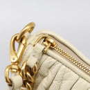 Miu Miu Matelasse Shoulder Bag Leather Beige Gold Auth 212751A-15