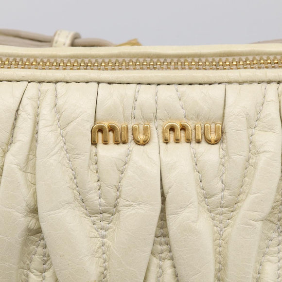 Miu Miu Matelasse Shoulder Bag Leather Beige Gold Auth 212751A