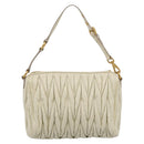 Miu Miu Matelasse Shoulder Bag Leather Beige Gold Auth 212751A-3