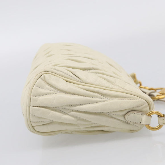 Miu Miu Matelasse Shoulder Bag Leather Beige Gold Auth 212751A