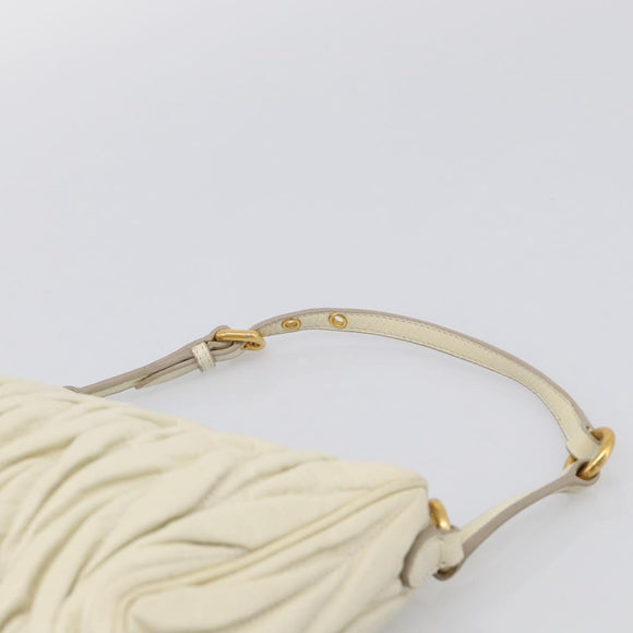 Miu Miu Matelasse Shoulder Bag Leather Beige Gold Auth 212751A