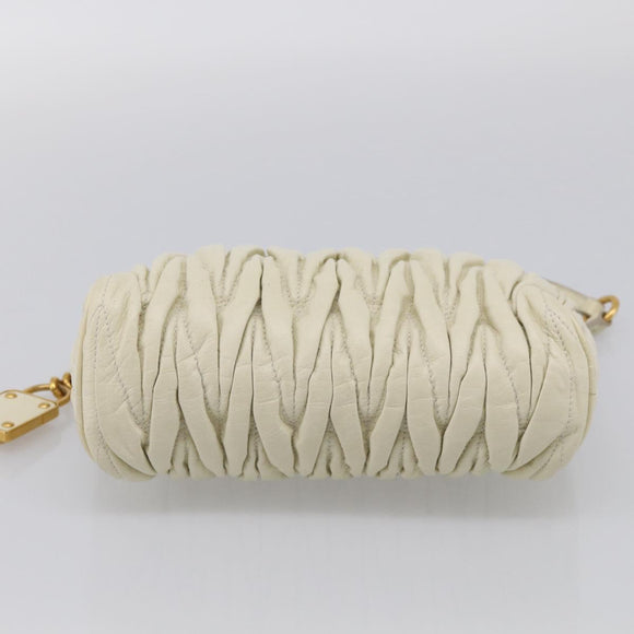 Miu Miu Matelasse Shoulder Bag Leather Beige Gold Auth 212751A
