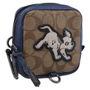 Coach x Disney 101 Dalmatians Pouch PVC Leather Brown Silver Auth 212760M-1