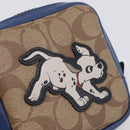 Coach x Disney 101 Dalmatians Pouch PVC Leather Brown Silver Auth 212760M-12