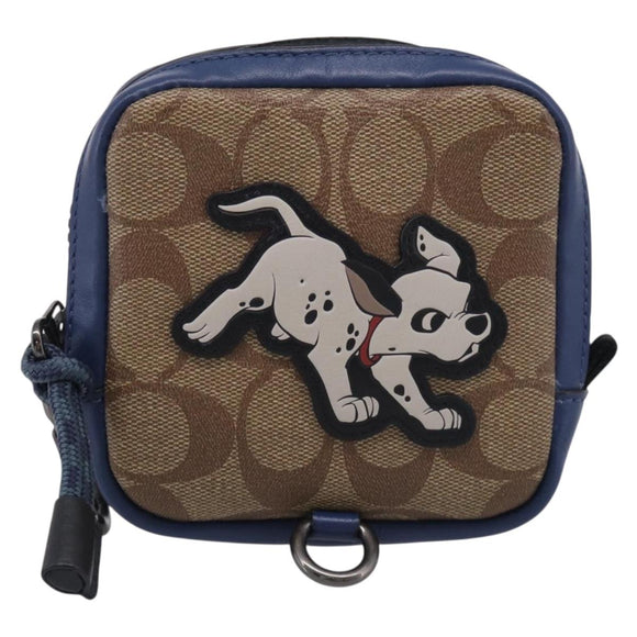Coach x Disney 101 Dalmatians Pouch PVC Leather Brown Silver Auth 212760M