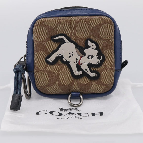 Coach x Disney 101 Dalmatians Pouch PVC Leather Brown Silver Auth 212760M