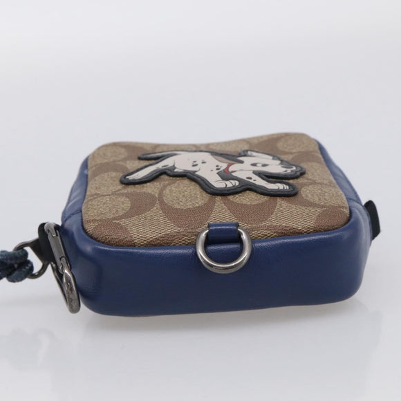Coach x Disney 101 Dalmatians Pouch PVC Leather Brown Silver Auth 212760M