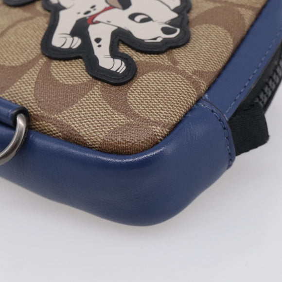 Coach x Disney 101 Dalmatians Pouch PVC Leather Brown Silver Auth 212760M