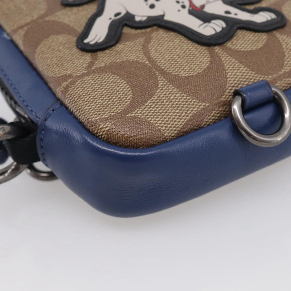 Coach x Disney 101 Dalmatians Pouch PVC Leather Brown Silver Auth 212760M