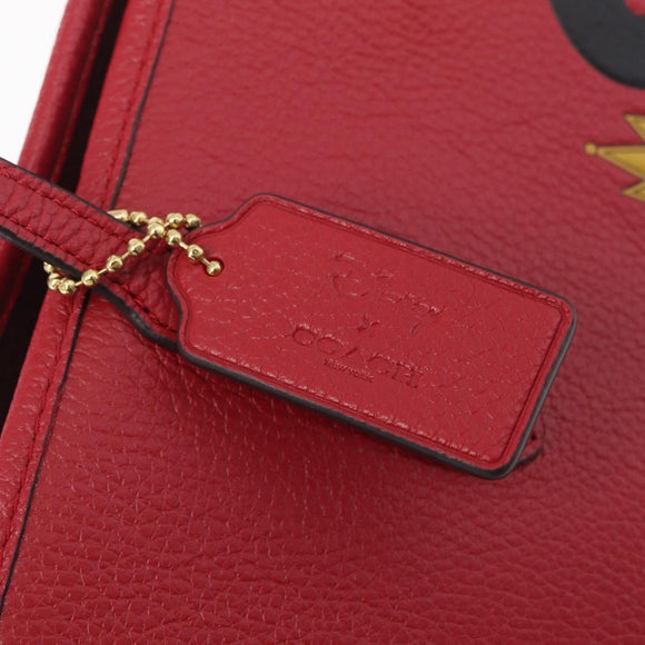 Coach x Disney Snow White Tote Bag Leather Red Gold Auth 212761M