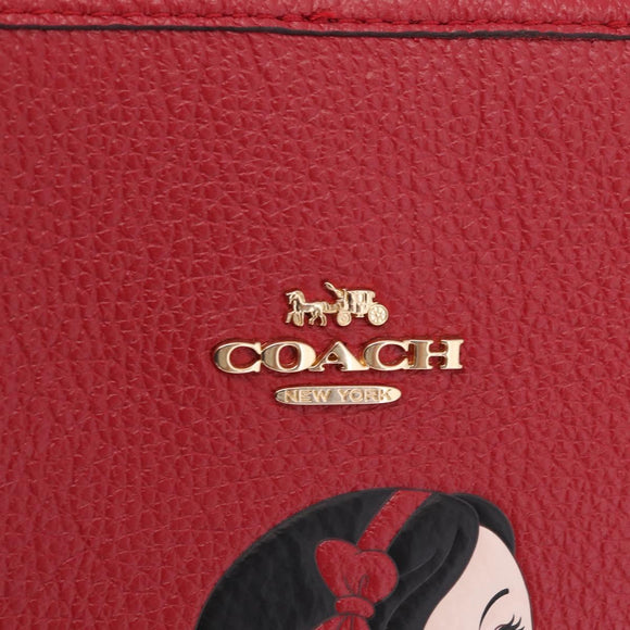 Coach x Disney Snow White Tote Bag Leather Red Gold Auth 212761M