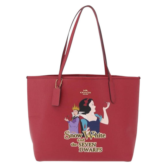 Coach x Disney Snow White Tote Bag Leather Red Gold Auth 212761M