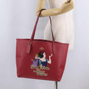 Coach x Disney Snow White Tote Bag Leather Red Gold Auth 212761M-25