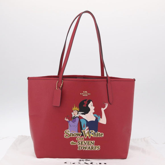 Coach x Disney Snow White Tote Bag Leather Red Gold Auth 212761M