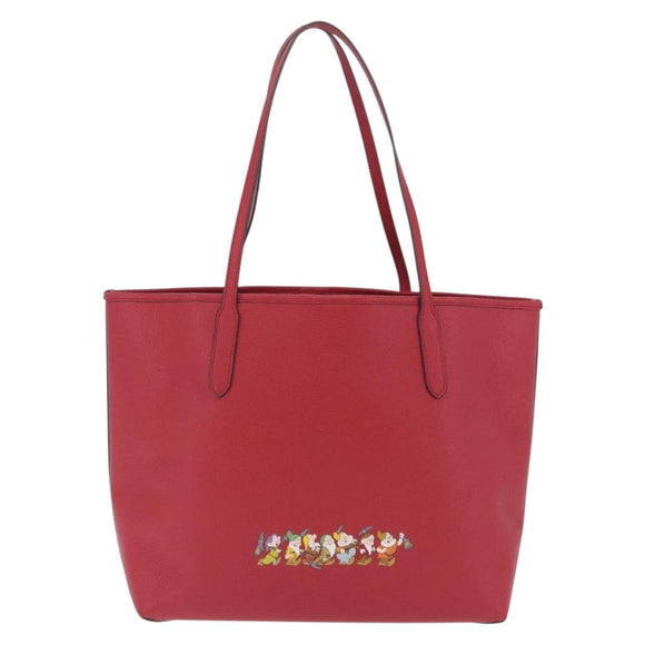 Coach x Disney Snow White Tote Bag Leather Red Gold Auth 212761M