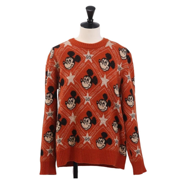 GUCCI x Disney Mickey Mouse Sweater Wool Orange Auth 212763M