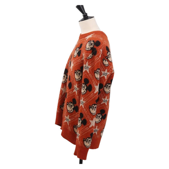 GUCCI x Disney Mickey Mouse Sweater Wool Orange Auth 212763M