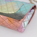 CHANEL Matelasse 2.55 Double Flap Bag Goatskin Metallic Rainbow Auth 212765M-12