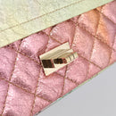 CHANEL Matelasse 2.55 Double Flap Bag Goatskin Metallic Rainbow Auth 212765M-16