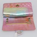 CHANEL Matelasse 2.55 Double Flap Bag Goatskin Metallic Rainbow Auth 212765M-17