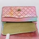 CHANEL Matelasse 2.55 Double Flap Bag Goatskin Metallic Rainbow Auth 212765M-18