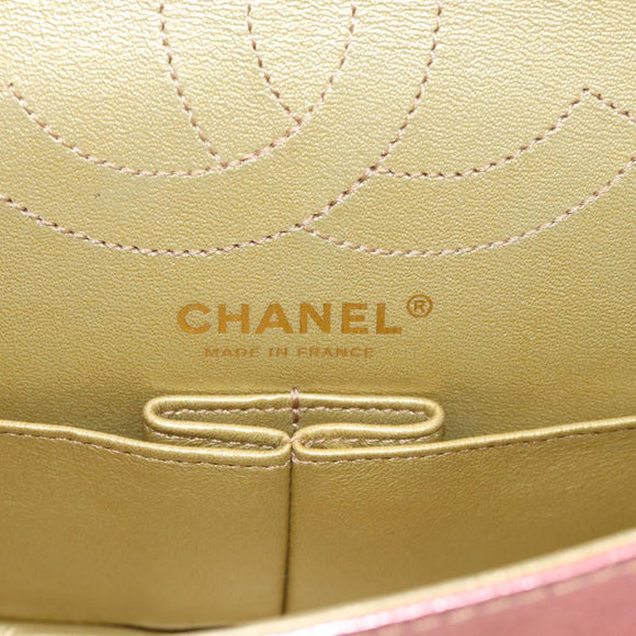 CHANEL Matelasse 2.55 Double Flap Bag Goatskin Metallic Rainbow Auth 212765M