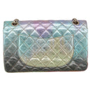 CHANEL Matelasse 2.55 Double Flap Bag Goatskin Metallic Rainbow Auth 212765M-3
