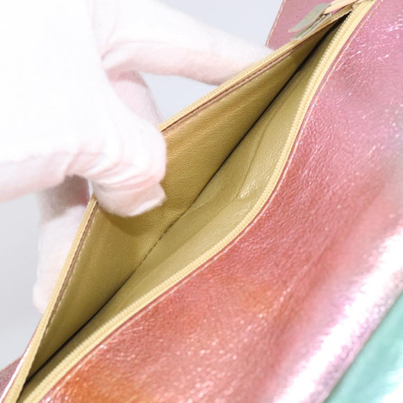 CHANEL Matelasse 2.55 Double Flap Bag Goatskin Metallic Rainbow Auth 212765M