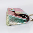 CHANEL Matelasse 2.55 Double Flap Bag Goatskin Metallic Rainbow Auth 212765M-5