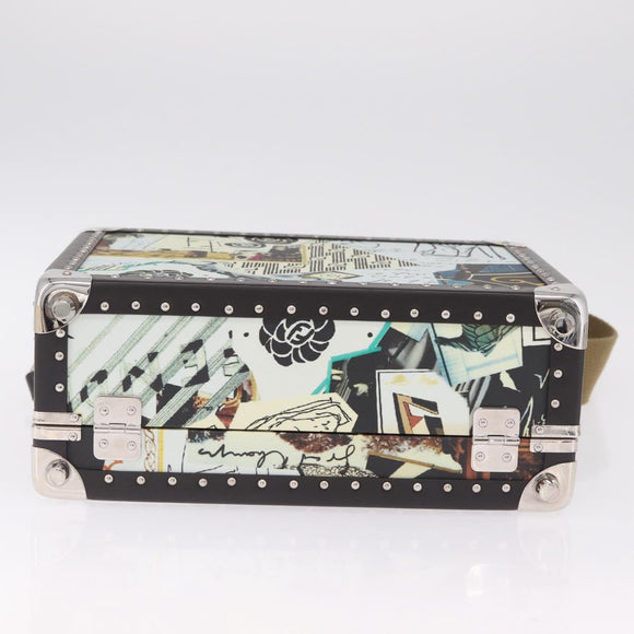 FENDI x Karl Langerfeld Trunk Leather Black Silver Auth 212766SM