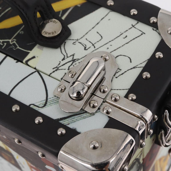 FENDI x Karl Langerfeld Trunk Leather Black Silver Auth 212766SM