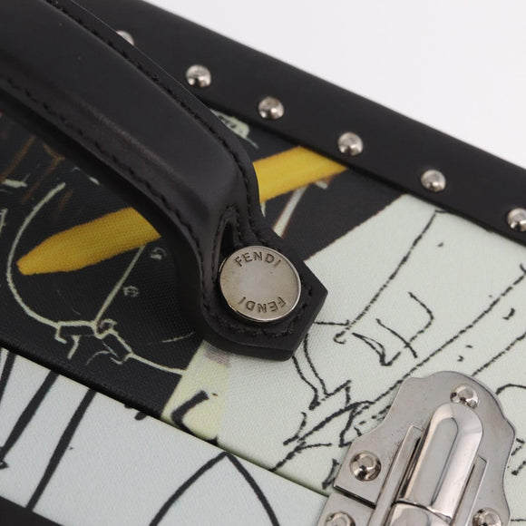 FENDI x Karl Langerfeld Trunk Leather Black Silver Auth 212766SM