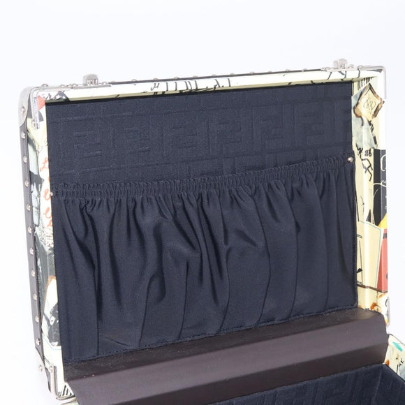 FENDI x Karl Langerfeld Trunk Leather Black Silver Auth 212766SM