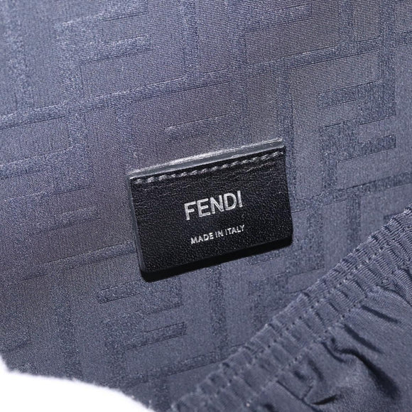 FENDI x Karl Langerfeld Trunk Leather Black Silver Auth 212766SM