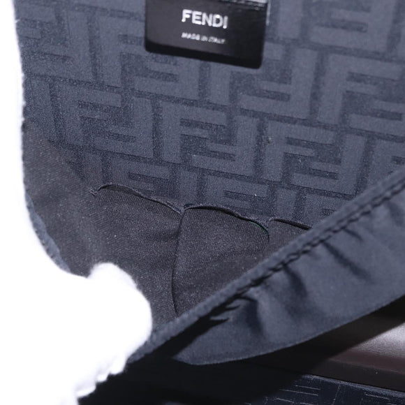 FENDI x Karl Langerfeld Trunk Leather Black Silver Auth 212766SM