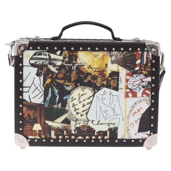 FENDI x Karl Langerfeld Trunk Leather Black Silver Auth 212766SM
