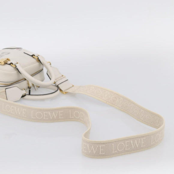 LOEWE Amazona 16 Hand Bag Leather White Gold Auth 212769SM