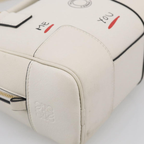 LOEWE Amazona 16 Hand Bag Leather White Gold Auth 212769SM