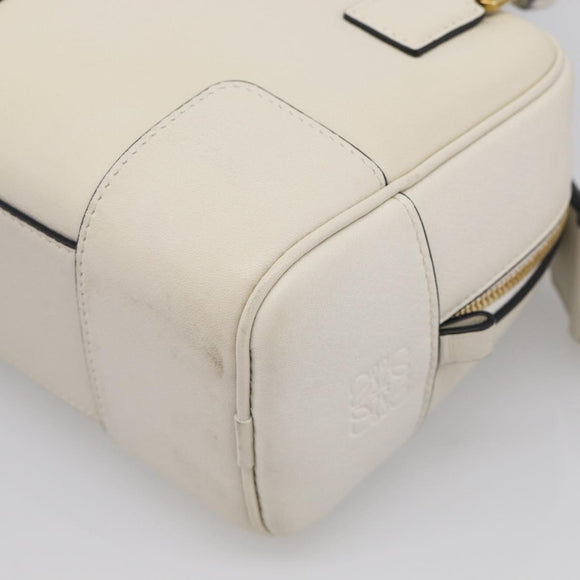 LOEWE Amazona 16 Hand Bag Leather White Gold Auth 212769SM