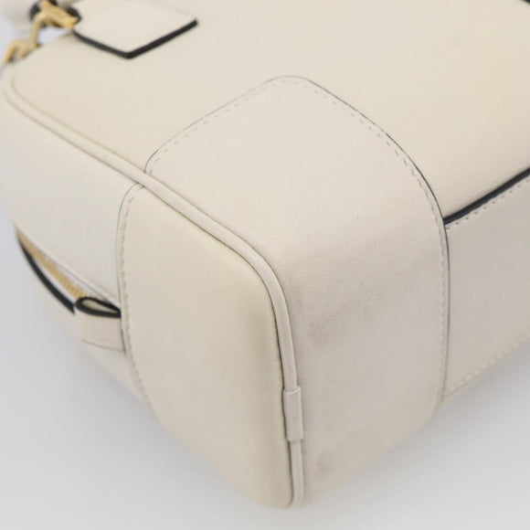 LOEWE Amazona 16 Hand Bag Leather White Gold Auth 212769SM