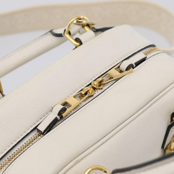 LOEWE Amazona 16 Hand Bag Leather White Gold Auth 212769SM