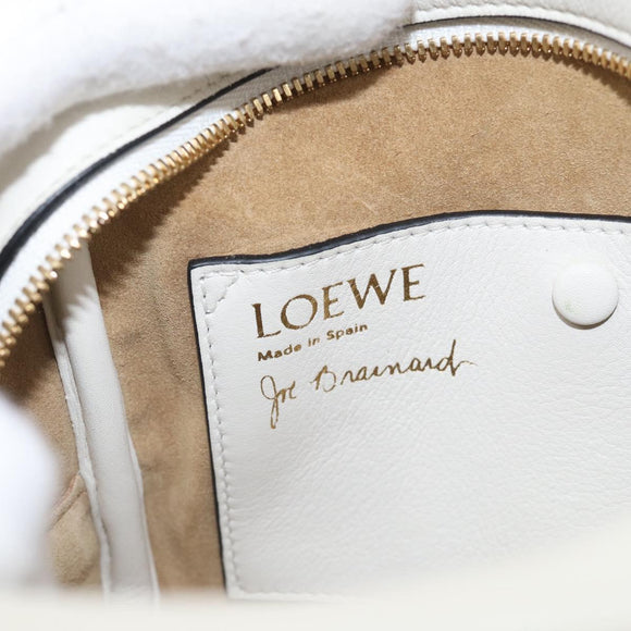 LOEWE Amazona 16 Hand Bag Leather White Gold Auth 212769SM