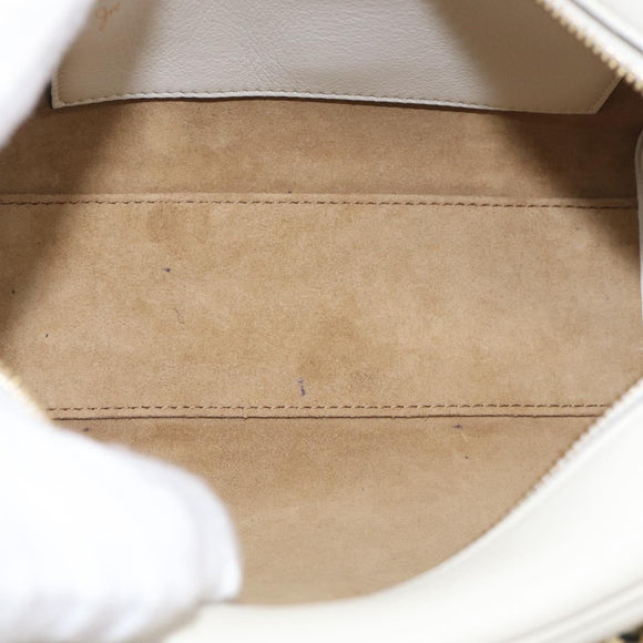 LOEWE Amazona 16 Hand Bag Leather White Gold Auth 212769SM