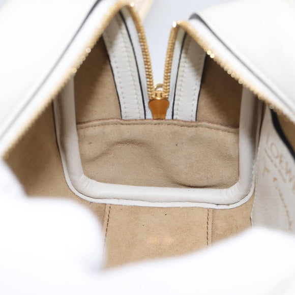 LOEWE Amazona 16 Hand Bag Leather White Gold Auth 212769SM