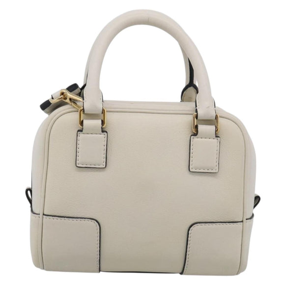 LOEWE Amazona 16 Hand Bag Leather White Gold Auth 212769SM