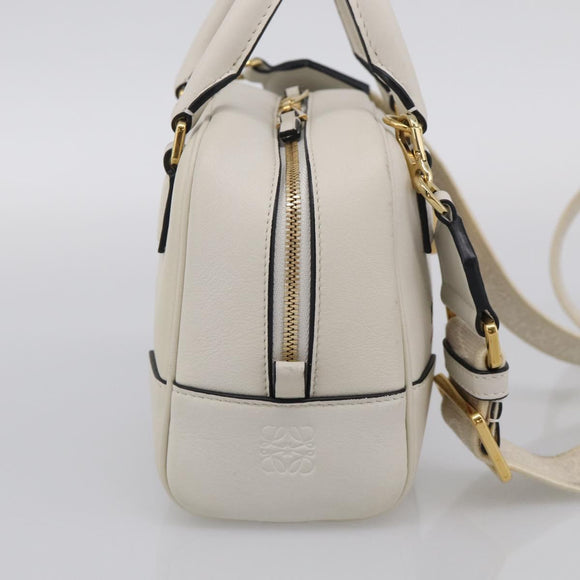 LOEWE Amazona 16 Hand Bag Leather White Gold Auth 212769SM