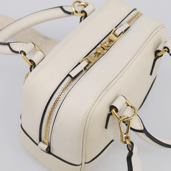 LOEWE Amazona 16 Hand Bag Leather White Gold Auth 212769SM